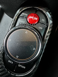 MINI F Series iDrive Eject Button Cover Red Carbon Fibre F54 F55 F56 F57 Cooper - Afbeelding 1 van 3