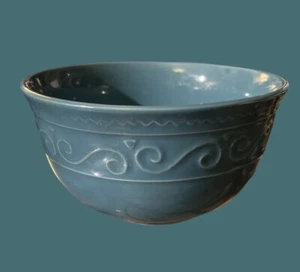 ROYAL NORFOLK Ceramic Embossed Swirl Soup Cereal Bowl Teal  6" Diameter - Picture 1 of 4