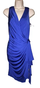 Vestido Aidan Mattox azul sin mangas drapeado envolvente lateral talla 2 $330 - Imagen 1 de 4