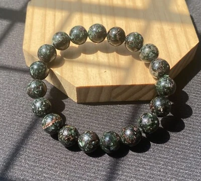 Natural Green Seraphinite Clinochlore Healing Gemstone Beads Bracelet Gift 10mm - Image 1 of 4