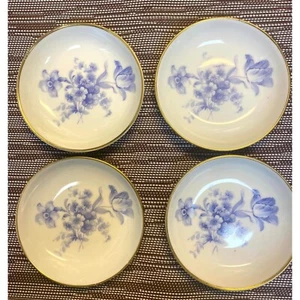 Vintage Haaman Israel Blue Foral Motif Porcelain Plates Set Of 4 - Picture 1 of 5