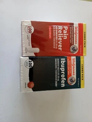 2pcs Pain Relief Acetaminophen/Ibuprofen =200 caplets/tablets combo EXP 08/2025 - Image 1 of 2