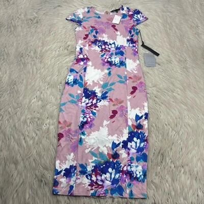 NWT Felicity & Coco Women's XS Pink Floral Wardess Pencil Midi Dress - Image 1 of 4