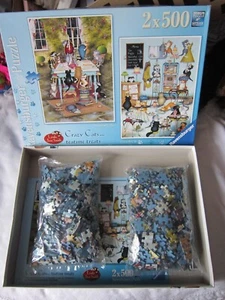 RAVENSBURGER JIGSAW PUZZLE 2 X 500 PCS LINDA JANE SMITH CRAZY CATS CARTOON FUNNY - Picture 1 of 19