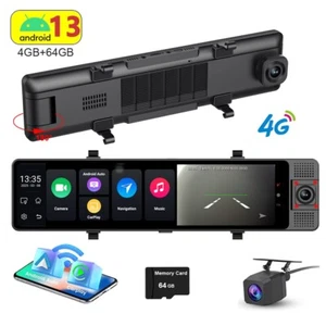 3 Channel Dash Cam Carplay 4G Android 13.0 Rearview Mirror Wifi GPS ADAS Car DVR - Picture 1 of 18