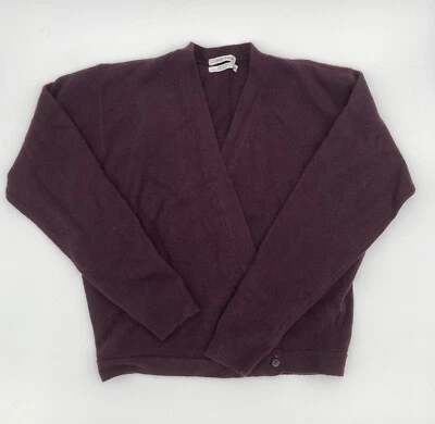 复古 Calvin Klein 女式红色开衫毛衣羊羔毛羊绒中号 — 第 1/4 张图片