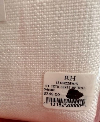 Restoration Hardware ITALIAN TEXTURED WEAVE DRAPERY, ROD-POCKET, 50”X96” White - Image 1 of 4