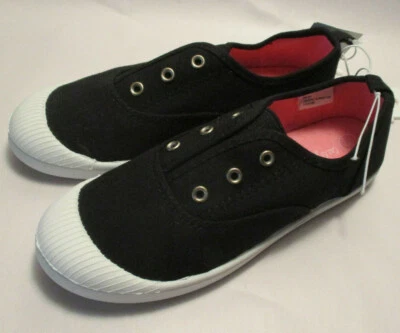 New Cat & Jack Mandy Girls Youth size 4M No Tie Slip on Black Cushion Sneakers - Image 1 of 4