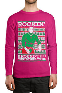 Rockin Around The Christmas Tree Funny Ugly Sweater  Long Sleeve Men's Shirt