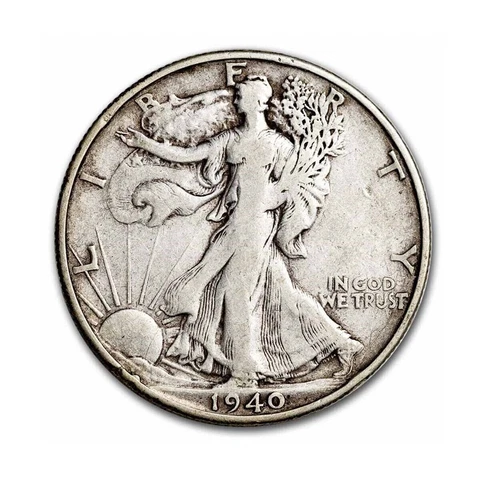 1940 S Walking Liberty Half Dollar 90% Silver 50c Very Fine VF Collected Coin Cover