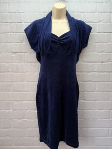 Vintage Topshop Velour Velvet Party Dress Blue Size 14 (10-12) - See Description - Picture 1 of 12