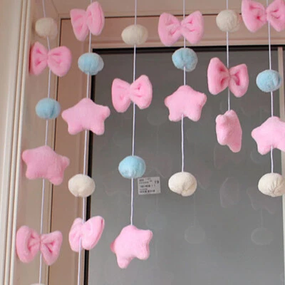 Peludo Felpa Ventana Puerta Arqueada Cortina Pentagrama Arco Pom Bola Divisor de Habitación Foto 1 de 4