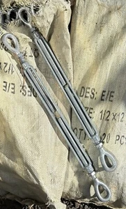 (Menge: 2) 1/2 Zoll x 12 Zoll Spannschloss AUGENAUGE Riemenscheibe verzinkt Fallschmiede Schäkel - Bild 1 von 4