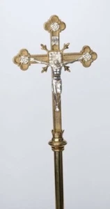 + Traditional Brass & Silver Church Mass Processional Cross #317PC (Chalice Co.) - Picture 1 of 22