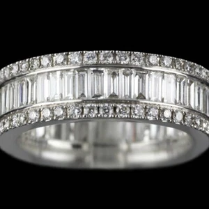 Baguette Diamond Solid 925 Sterling Silver Ring Promise Ring RSG 365 - Picture 1 of 7