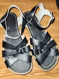 Salt Water Original Black Leather Sandals, Women's Size 7