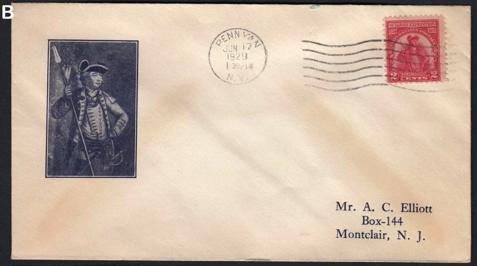 1929 Sullivan Sc 657-8A FDC Penn Yan NY 1st A. C. Elliott cachet CV $65 - Image 1 of 1