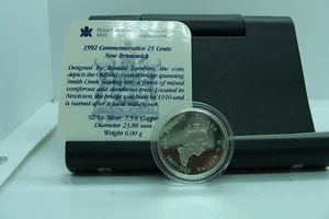 1992 CANADA NEW BRUNSWICK Queen Elizabeth II Proof Silver 25 Cents Coin w/Cert - Picture 1 of 3