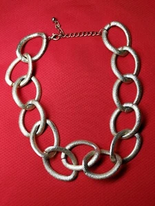 Vintage 80's Glitter Chunky Goldtone Chain Link choker necklace. 18"-21' - Picture 1 of 4
