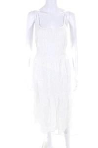 Birds of Paradis Women's Cotton Eyelet Lace Scalloped Hem Sundress White Size S - Picture 1 of 3