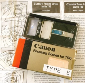 Canon Focusing Screen for T90 Type E New Split Microprism+English Manual in Box - Picture 1 of 12