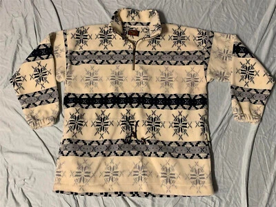 Chaqueta polar Alpes COPO DE NIEVE/INVIERNO azul/blanco estampado integral felpa esquí casa de nieve XL Foto 1 de 4