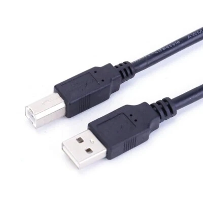 PRINTER CABLE LEAD WIRE BLACK USB TYPE A TO B FOR HP EPSON CANON SCANNER UK *2m* - Image 1 of 4