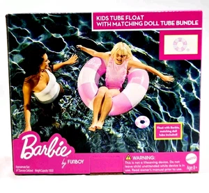 Barbie™ de Funboy Rosa y Blanco Rayas 34" Niños Tubo Flotador con Barbie Muñeca Flotador - Imagen 1 de 2