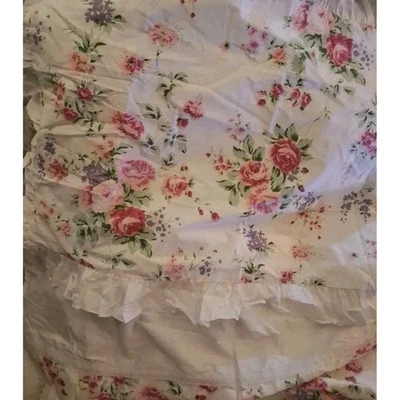 FADFAY Shabby Duvet Cover Set  White Trim Ruffled Floral QUEEN Multi-Color  - Image 1 of 4
