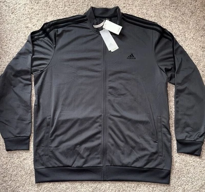 Adidas Men’s 3 Stripe Track Jacket NWT Dark Grey XXL (2XL) Regular Fit End Waste - Image 1 of 4