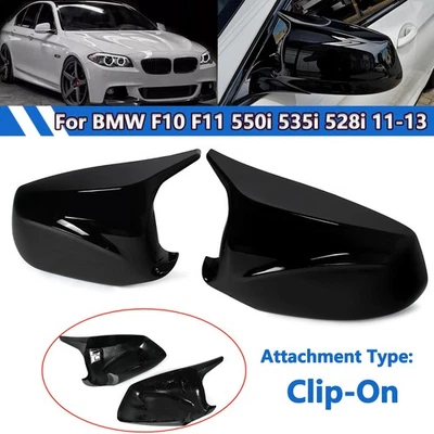 For BMW F10 F11 528i 530i 535i 2011-2013 1Pair Gloss Black Side Mirror Cap Cover Foto 1 de 4