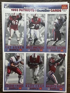 McDonalds Limited Edition 1993 GameDay Collector Cards Patriots Sheets 1-3 - Picture 1 of 6