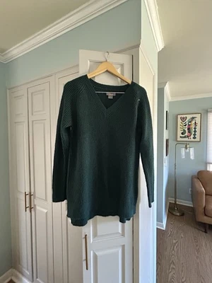 Suéter Pullover Natural Reflections Para Mujer Vintage Verde Bosque Cuello en V Talla S Foto 1 de 4