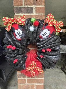 Handmade Disney Inspired Door Wall Room Wreath Mickey Mouse Ears - Picture 1 of 6