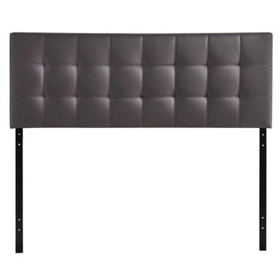 Cabecero de panel acolchado de vinilo completo en marrón Foto 1 de 2