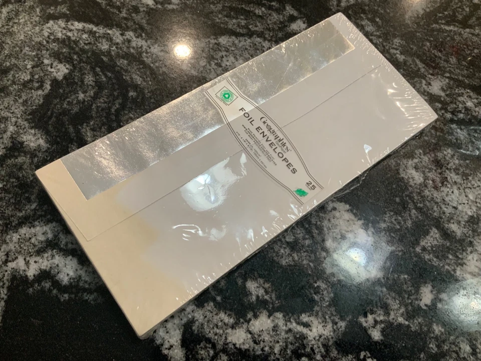 Sobres Geographics Silver Foil Flap #10 4 1/8x 9 1/2 25 unidades nuevos sellados Foto 1 de 4