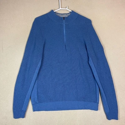 RHONE Mens Blue Wool Cashmere Bland Walden 1/4 Zip Mock Neck Knit Sweater XL - Image 1 of 4