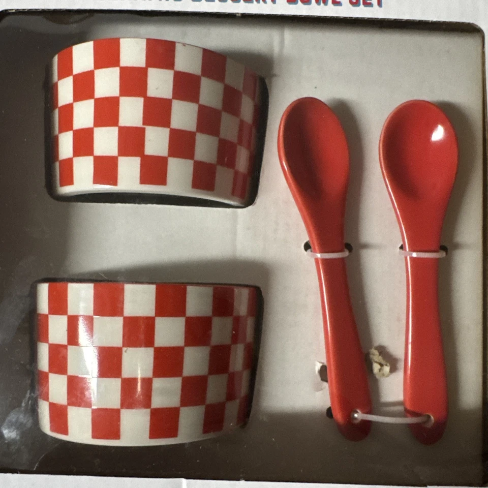 Ceramic Dessert Bowl Set 2 Bowls and 2 Spoons Ankyo Development