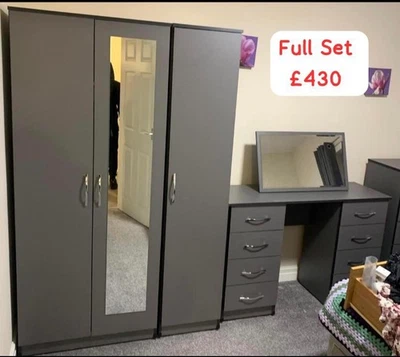 Brand New 3 Doors Wardrobe & Double Dresser,  Both For £430, FREE ASSEMBLY ❤️ - Image 1 of 4