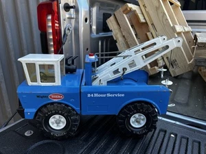 Vintage classic Blue Mighty Tonka Tow Truck Double Boom Wrecker c1976 18.5” L - Picture 1 of 17