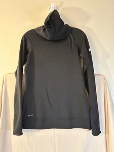 Nike Running Pro Dri-fit Women Med Cowl Neck Hoody Long Sleeve Black Thumb holes - Picture 1 of 7