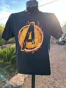 Marvel Avengers Flame A T-shirt Mens Size XL Black Yellow Super Hero - Picture 1 of 6