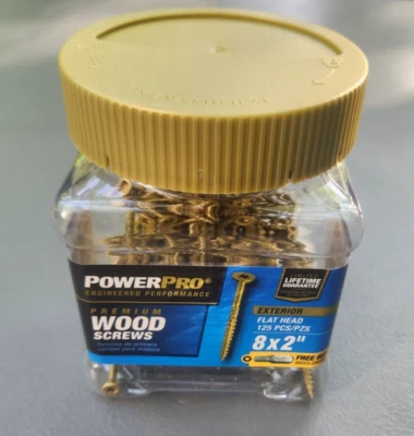 (2 cajas) Tornillos exteriores epoxi Power Pro #8 x 2 pulgadas para madera (125 por caja) Foto 1 de 3