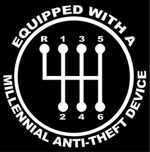 Stick Shift Anti Theft Millennial Vinyl Decal sticker truck car laptop window - Picture 1 of 1