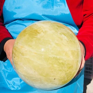 Sfera di cristallo giallo naturale grande 26,18 libbre quarzo sfera citrino guarigione minerale - Foto 1 di 19