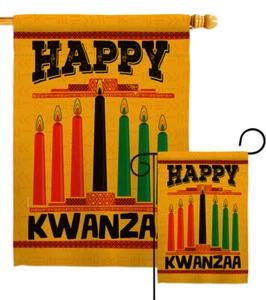 Deseándote Feliz Kwanzaa Jardín Bandera Invierno Decorativa Pequeño Patio Casa Banner - Imagen 1 de 17