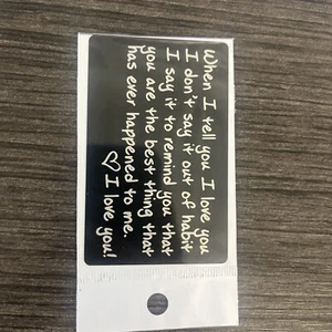 Gift Wallet Card I Love You,Black/White Engraved Children Husband Boyfriend True - Picture 1 of 3
