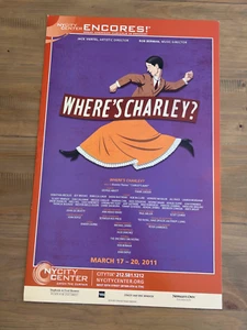WHERE’S CHARLEY? CITY CENTER ENCORES WINDOW CARD POSTER Rob McClure 2011 - Picture 1 of 1