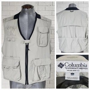 Columbia Shooting Vest Men L Khaki Full Zip Caped Vented Upland  Game Hunting - Picture 1 of 7