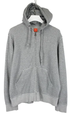 Sudadera con Capucha HUGO BOSS Vesper 3 Para Hombre 2XL Cremallera Completa Bolsillo Rayas Gris Capucha Extraíble Foto 1 de 4